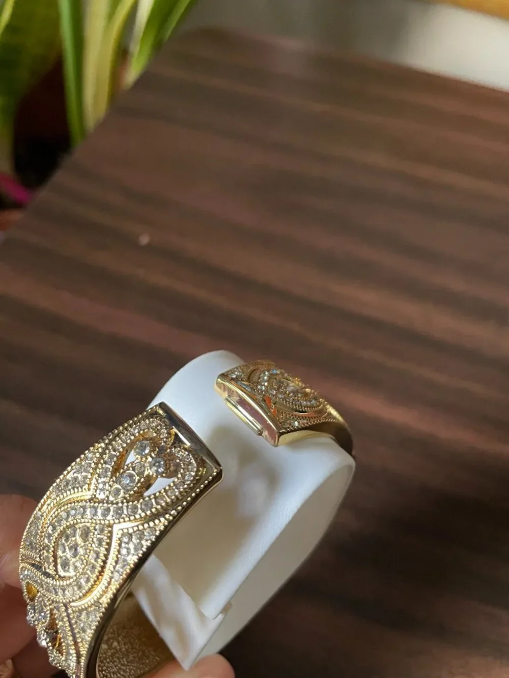 Isaac Mizrahi Live Gold-Tone Crystal Bangle Watch